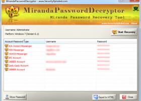 Miranda Password Decryptor screenshot