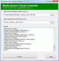 Convert Microsoft Access to Excel screenshot