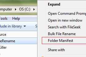 Folder Manifest screenshot