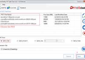 MailsDaddy PST Split Tool screenshot