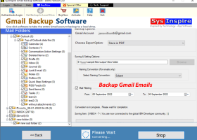 SysInspire Gmail Backup Software screenshot