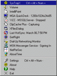 SysTrayX screenshot
