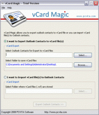 Convert Outlook To vCard Contacts screenshot