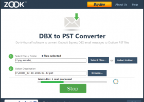 ZOOK DBX to PST Converter screenshot