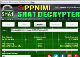 Appnimi SHA1 Decrypter screenshot