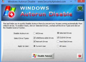 Disable Windows Autorun screenshot