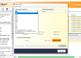 Outlook Export screenshot