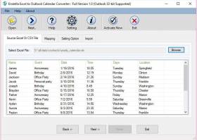 XLSX to PST Calendar Converter Software screenshot