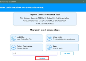 Aryson Zimbra Converter Tool screenshot