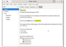 Zim Desktop Wiki screenshot