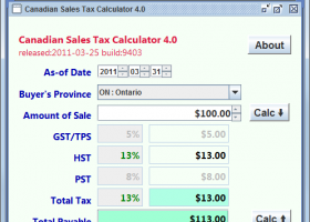 Canadian Sales Tax Calculator screenshot