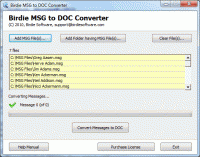 Birdie MSG to DOC screenshot