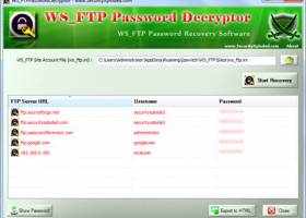 WS_FTP Password Decryptor screenshot