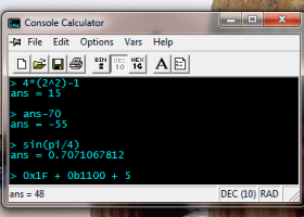 Console Calculator screenshot