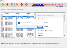 SysInspire Live Mail Calendar Recovery screenshot