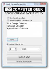 Google Calendar Backup Utility screenshot