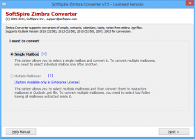 Importing Zimbra Mailbox screenshot