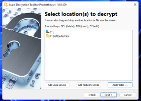 Avast Decryption Tool for Prometheus screenshot