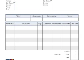 Magazine Subscription Invoice screenshot