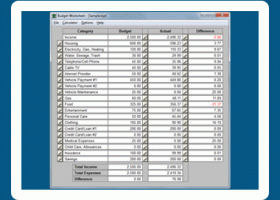 Budget Worksheet screenshot