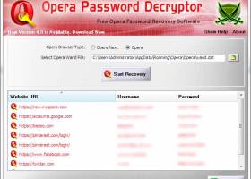 Opera Password Decryptor screenshot