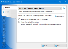 Duplicate Outlook Items Report screenshot