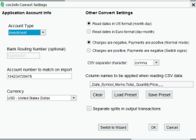 csv2ofx Convert screenshot