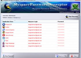 Myspace Password Decryptor screenshot